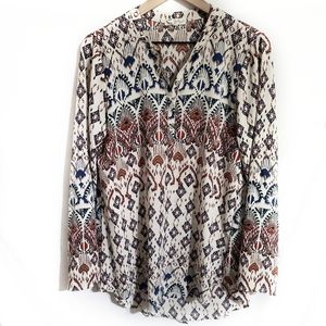 About A Girl Boho Aztec Print Tab Sleeve Top